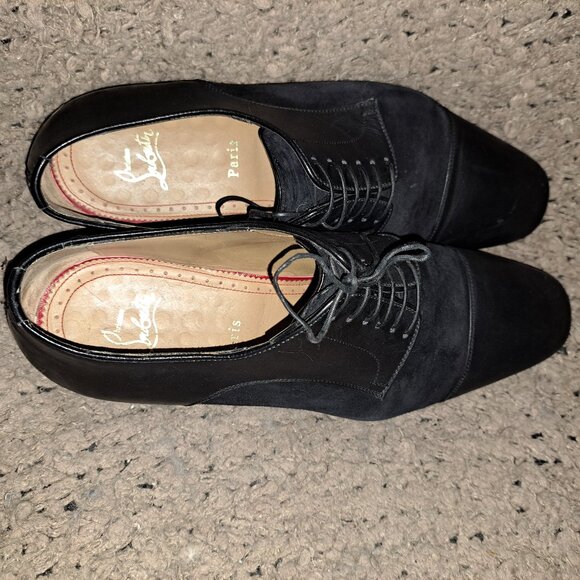 CHRISTIAN LOUBOUTIN-Greggo-Suede & Black Leather Shoes-Sz 42-9-Good Pre-Owned - Picture 7 of 9